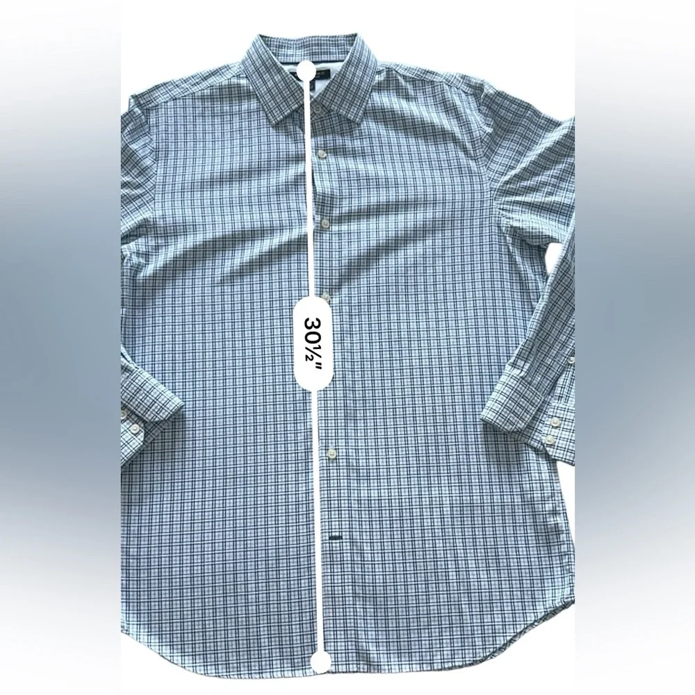 Banana Republic Non-iron slim fit long sleeve dress shirt Blue plaid‎ Size Large